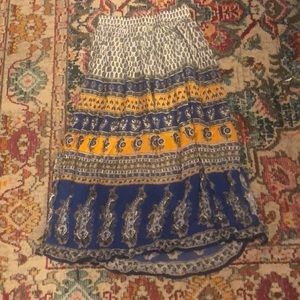 Earth bound hippie maxi skirt paisley yellow blue